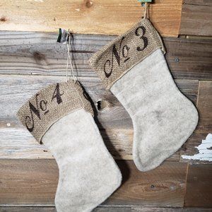 Sullivans 13" Felt & Burlap Stockings - Set of 2 - No. 1, No. 2, No. 3, No.4 NWT
